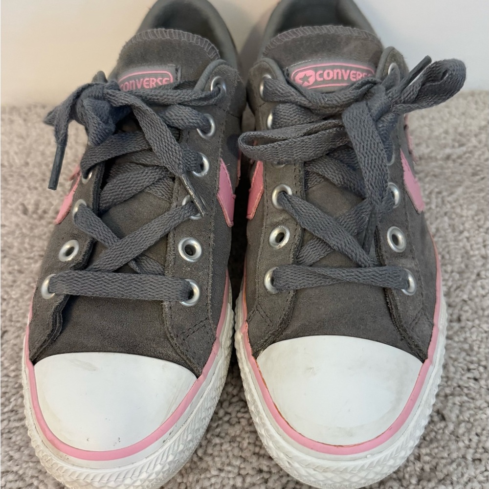 Converse Charcoal and Pink Lace-Up Sneakers